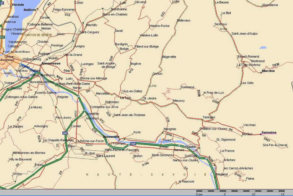 carte de France, acces samoens haute savoie